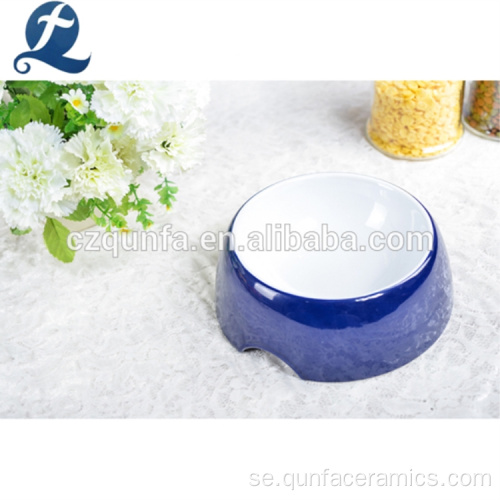 Överlägsen kvalitet keramik mörkblå husdjur reseskål